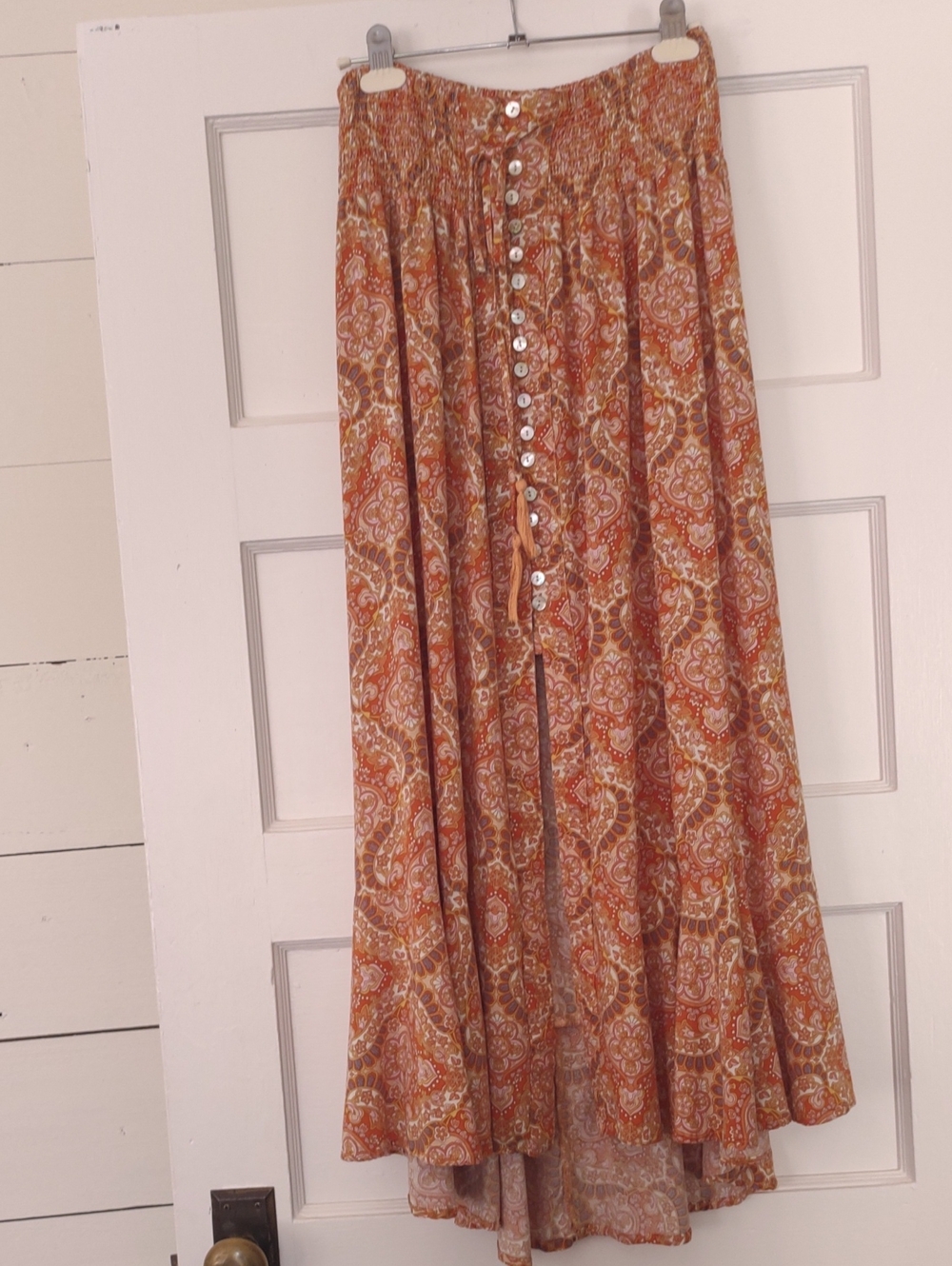 Rachel Zoe Rust Paisley Button-Front Maxi Skirt